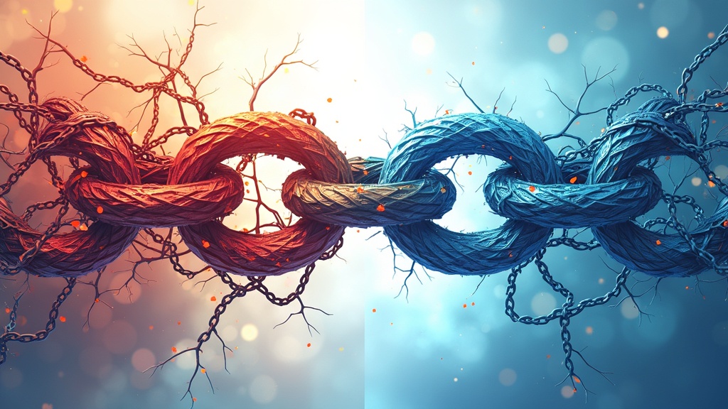 Illustration of tangled and healthy links representing backlink mistakes and best practices